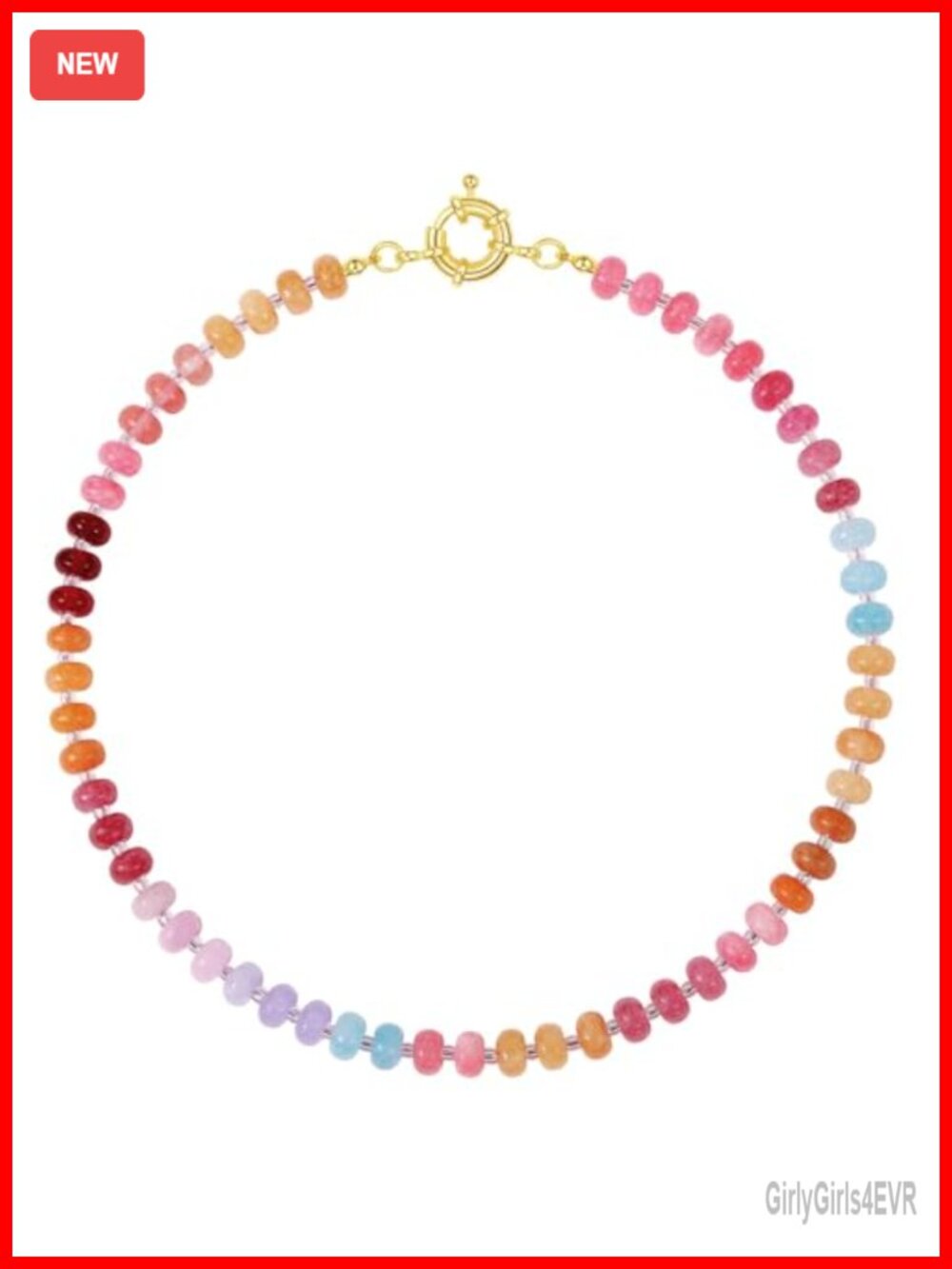 Gemstone Beaded Choker Necklace Boho Natural Stone Handmade Summer Beach